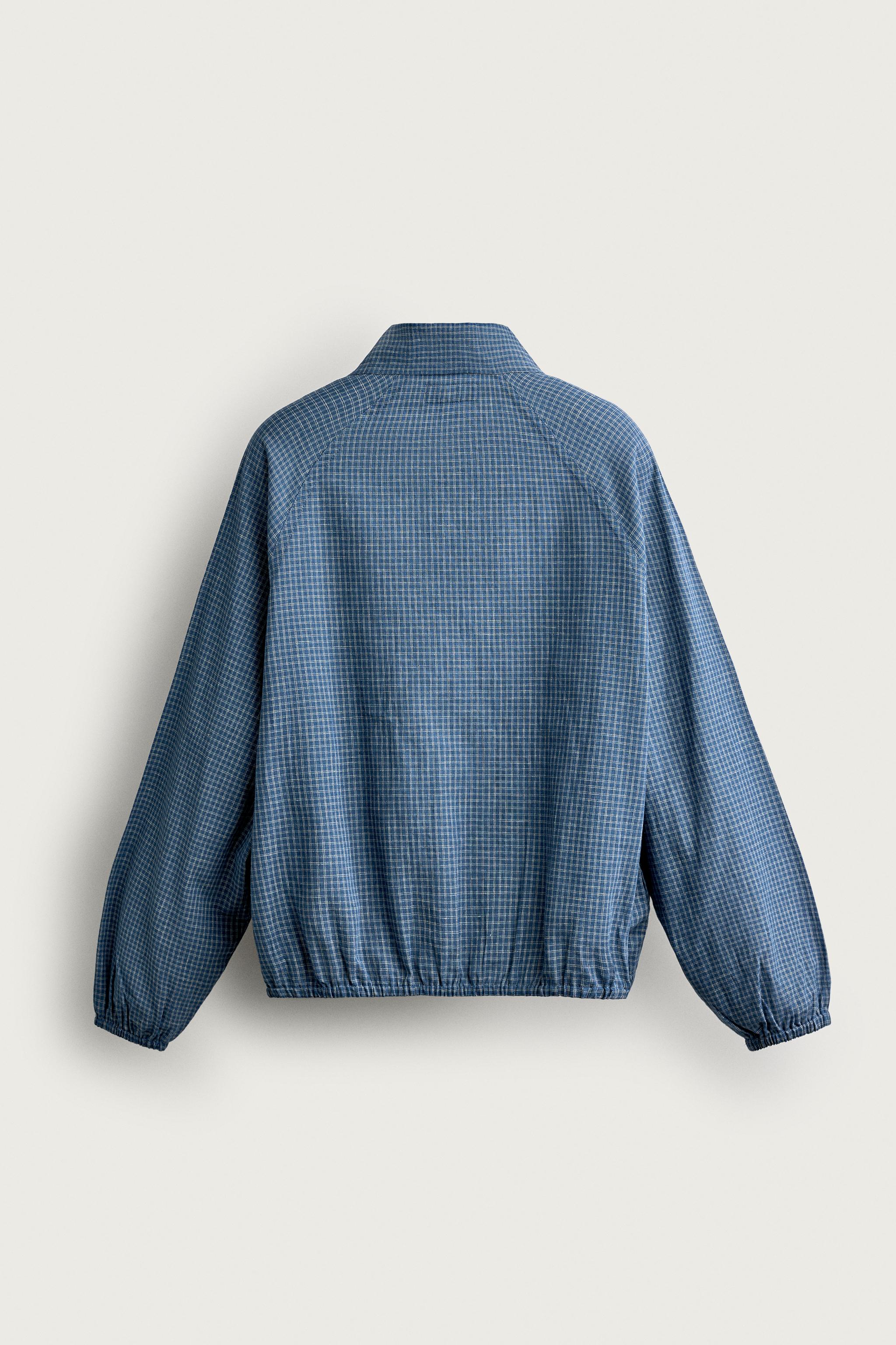 RELAXED FIT PLAID ZIP SHIRT